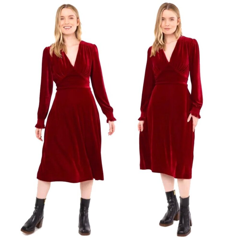 nwt NEW joanie red Velvet midi dress size 8 medium